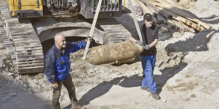 Die Weltkriegsbombe nach der Entschärfung